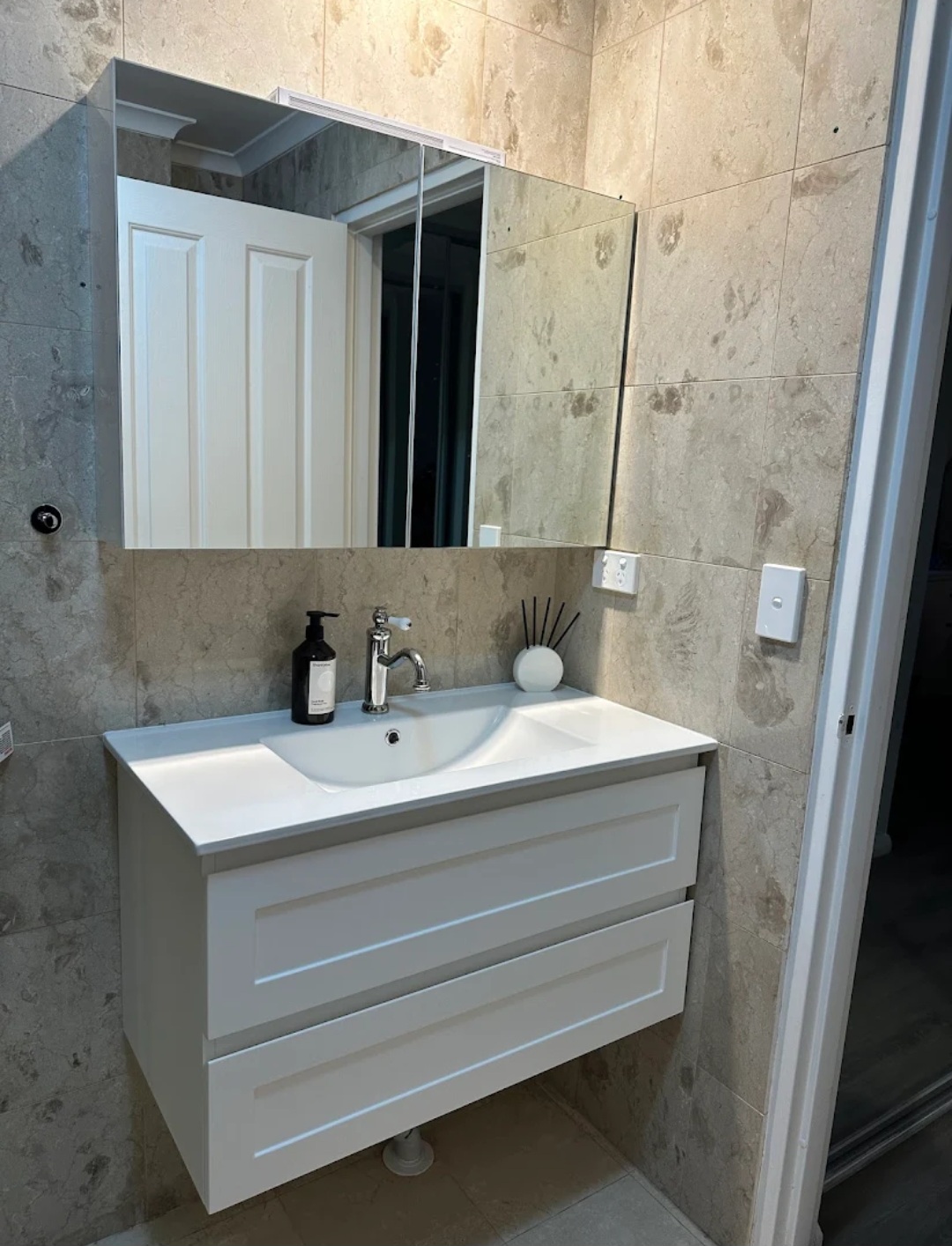 Vanity and sink installation